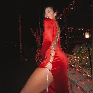 Stunning Red Cutout Evening Dress